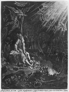 放浪のユダヤ人と最後の審判、フェリックスジャンゴシャール（1825-72）によって彫刻 作： Gustave Dore