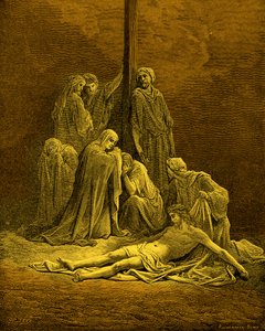 死んだキリスト - 聖書 作： Gustave Dore