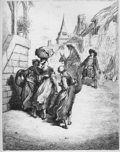粉屋、彼の息子、ロバ-ジャン・ド・ラ・フォンテーヌの「寓話」より 作： Gustave Dore