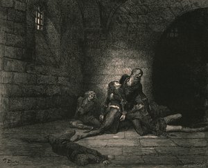 それから、Geddoは私の足を広げて彼を投げ飛ばし、泣きました、私の父を助けてくれませんでした！、c1890。 作： Gustave Dore