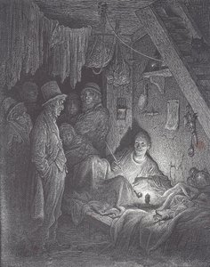 ロンドンのビクトリア朝時代のアヘン喫煙所 作： Gustave Dore