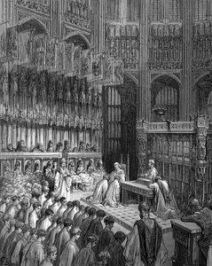 ウェストミンスター寺院 - ドレによるウェストミンスター・ボーイズの確認作業 作： Gustave Dore