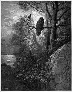 l "aigle et la pie-イーグルとカササギ-" Fables "by Jean de La Fontaine 作： Gustave Dore