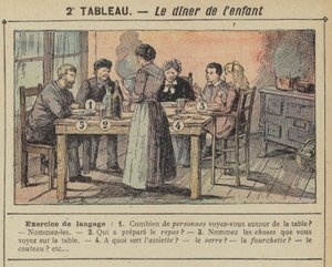 子供の夕食（カラーリトグラフ 作： Gustave Fraipont