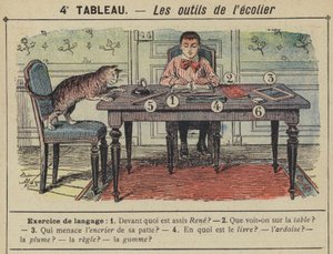 スクールボーイの道具（カラーリトグラフ 作： Gustave Fraipont