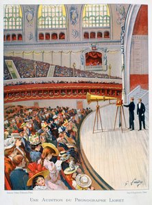 蓄音機、または蓄音機ディスプレイ、19 世紀 作： Gustave Francois Lasellaz