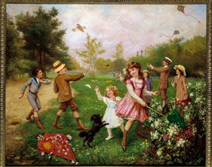 蝶狩り。絵画：グスタフ・フランソワ・ラゼラズ（1848-1910 作： Gustave Francois Lasellaz
