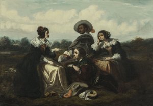 ストーリールイ13世の衣装を着た登場人物、1830年頃（油彩） 作： Gustave François Morin
