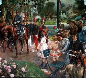 ルーベでの展覧会への過去の行進、1907（壁画） 作： Gustave Grau