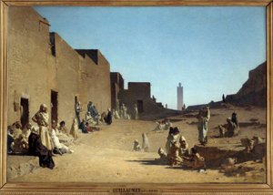ラグホート。アルジェリアのサハラ砂漠。ギュスターヴ・ギヨメ（1840-1887）の絵画 作： Gustave Guillaumet