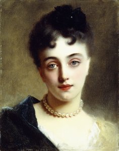 真珠のエレガントな女性、 作： Gustave Jacquet