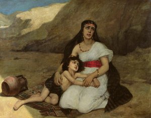 アラビア語の女性とその子供、1877年 作： Gustave Krabansky