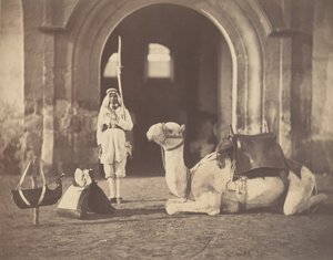 [兵士と軍のラクダ]、1866 年。 作： Gustave Le Gray