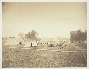 テントと軍事装備、キャンプ・ド・シャロン、1857年。