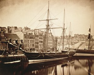 インペリアルヨット「ラレーヌオルテンス」、ルアーブル、1856年（セピア写真） 作： Gustave Le Gray