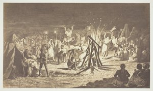 無題 [Bénédict Masson による Camp de Chalons の焚き火の絵]、1857 年。 作： Gustave Le Gray