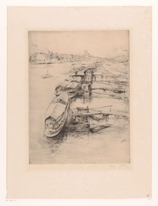 パリのオートゥイユに係留されたボート レ バトー パリジャン、オートゥイユ 作： Gustave Leheutre (signed by artist)