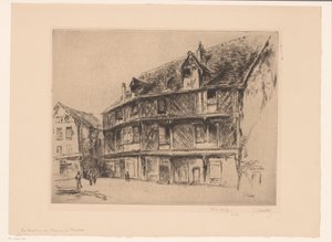 シャルトルの家屋や歩行者がいる通り La maison du saumon (Chartres) (オブジェクトのタイトル)