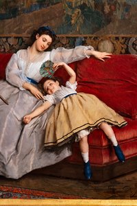 母性の喜び、詳細 作： Gustave Léonard de Jonghe