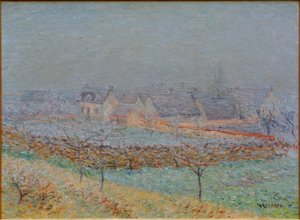 春の村 - Les Dampsのセーヌ川渓谷 作： Gustave Loiseau
