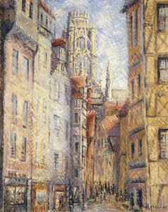 教会のそばのルーアン。ルーアン、rue avec L "Eglise、c.1920