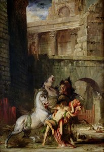 彼の馬に食べられているディオメデス、1865年 作： Gustave Moreau