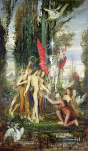 ヘシオドス（紀元前700年頃）とミューズ 作： Gustave Moreau