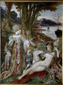 ユニコーン - キャンバスに油彩、1885年頃 作： Gustave Moreau