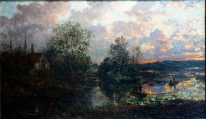 小さな船のある風景 作： Gustave de Duyts