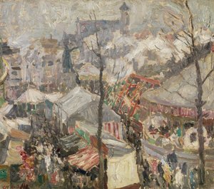 Feira no mercado de sexta-feira em Ghent (óleo sobre tela) 作： Gustave de Smet