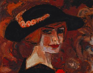 帽子をかぶった若い女性。帽子をかぶった少女 作： Gustave de Smet