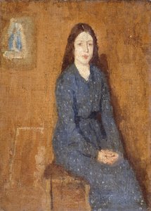 斑点のある青いドレスを着た座っている少女、1914年〜15年 作： Gwen John