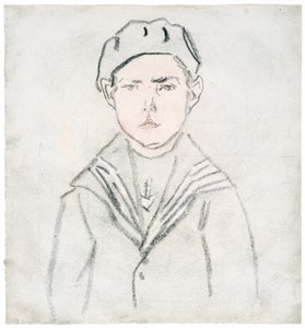 セーラー服の少年（紙にカラーチョーク） 作： Gwen John