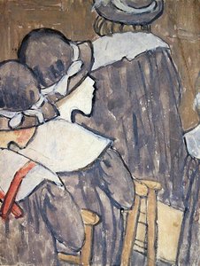 教会の子供たち（紙の上の鉛筆の跡の上にボディカラー）（130312、281886も参照） 作： Gwen John