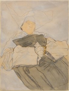 眠る尼僧、1916-18年頃（木炭、水彩、グワッシュ） 作： グウェン・ジョン