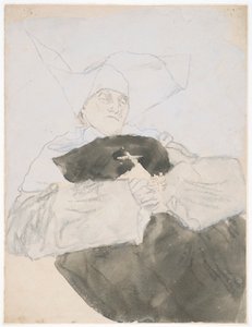 瀕死の修道女（ミクストメディア、紙） 作： Gwen John