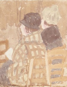 教会に座る2人の女性（水彩・紙） 作： Gwen John