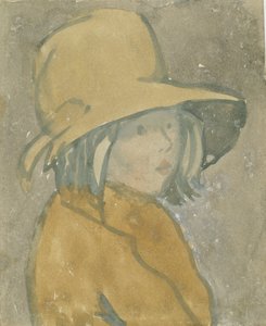 茶色の帽子とコートの少女 （水彩・紙） 作： Gwen John