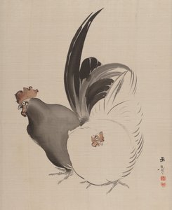 コックとヘン、1887-92。 作： Gyokusho Kawabata