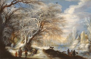 運河のスケート選手、または冬の風景 作： Gysbrecht Lytens or Leytens