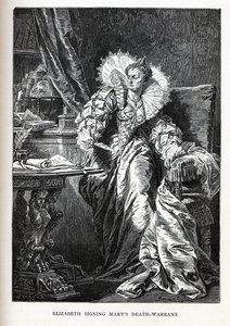 エリザベス、1882年にメリーズ死刑令状に署名 作： Gyula Benczúr
