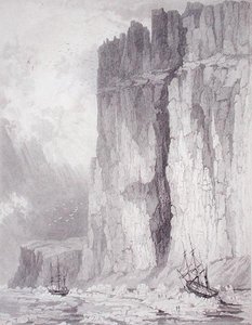 1825年8月1日のH.M.Ship Hecla & Furyの状況、「1824-25年にH.M.Ship HeclaとFuryで行われた大西洋から太平洋への北西航路発見のための第3回航海のジャーナル、およびNo.2への到達を試みる」より。 作： H.N. (after) Head