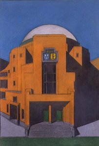 ハーグのGemeentemuseumのエントランスの平面図（パステル画） 作： H.P. Berlage