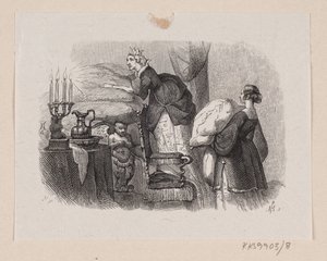 H.C.の「エンドウ豆の王女」のイラスト。 アンデルセン「おとぎ話と物語」第1巻 作： H.P. Hansen