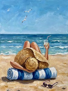 夏のビーチでのくつろぎ 作： 