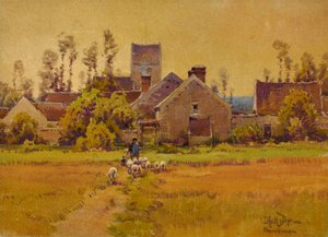 フランスの村、19 世紀後半から 20 世紀初頭。 作： H. Anthony Dyer