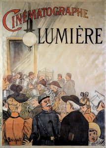 1895年12月にグランカフェで行われたルミエール兄弟の映画監督のポスター（イラスト 作： H. Brispot