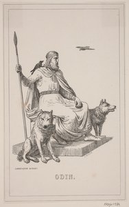 オーディン。 ファブリシウスのデンマーク史 1、112 の挿絵。