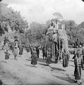 ハーディング卿と象に乗るインド、1913年。 作： H. D. Girdwood