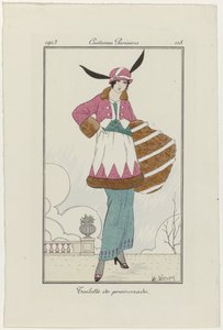 Journal of Ladies and Fashions: ファッション イラストレーター Journal of Ladies and Fashion: ファッションニュース Journal des Dames et des Modes、パリの衣装、1913年、No. 118：散歩のトイレ 作： H. Honore